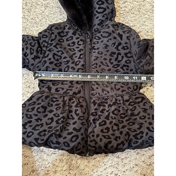 Rothschild Girls Black On Black Cheetah Print Heavy Winter Coat Size 18 Months - Picture 6 of 12